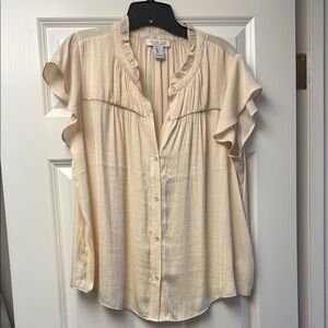 Rachel Zoe Cream Ruffle Sleeve Blouse